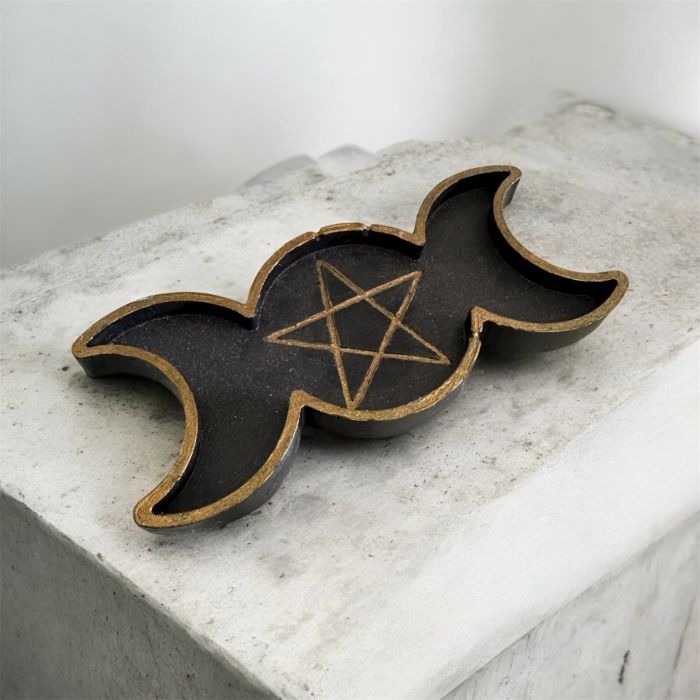 Pentagram Triple Moon Altar Dekoru Üçlü Ay Taş Tozu