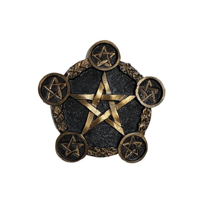 Pagan Wiccan Pentagram 5'li Tealight Mumluk Bronz