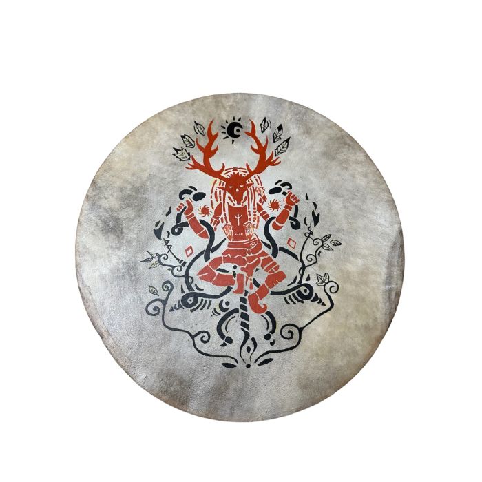 Red Cernunnos Şaman Davulu - 49 cm