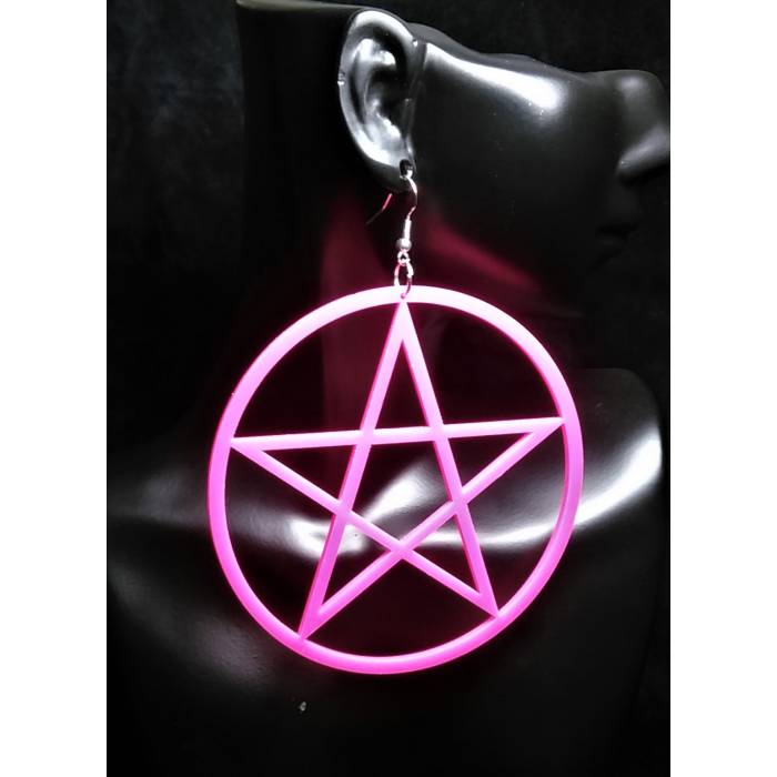 Büyük Pentagram Küpe Pembe