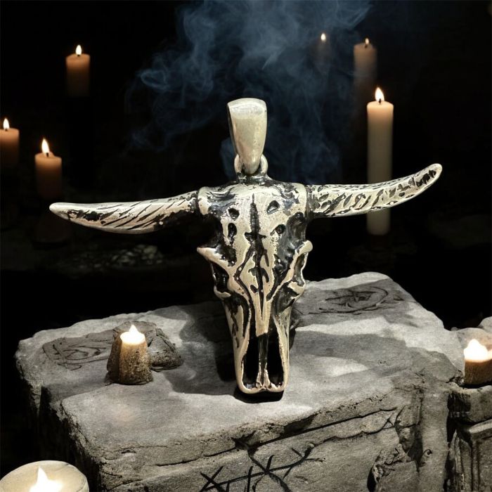 Boğa Kafatası 925 Gümüş Kolye Ucu