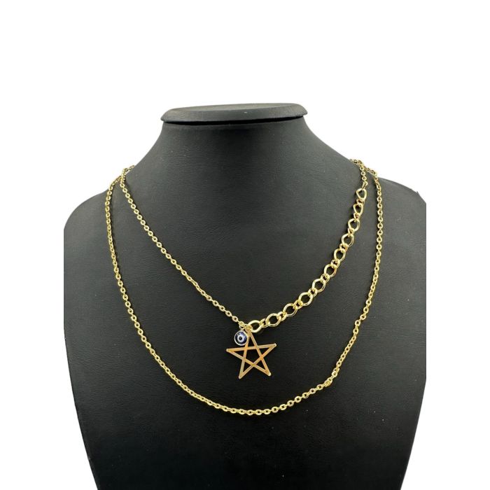 Nazar Pentagram Kolye - Gold